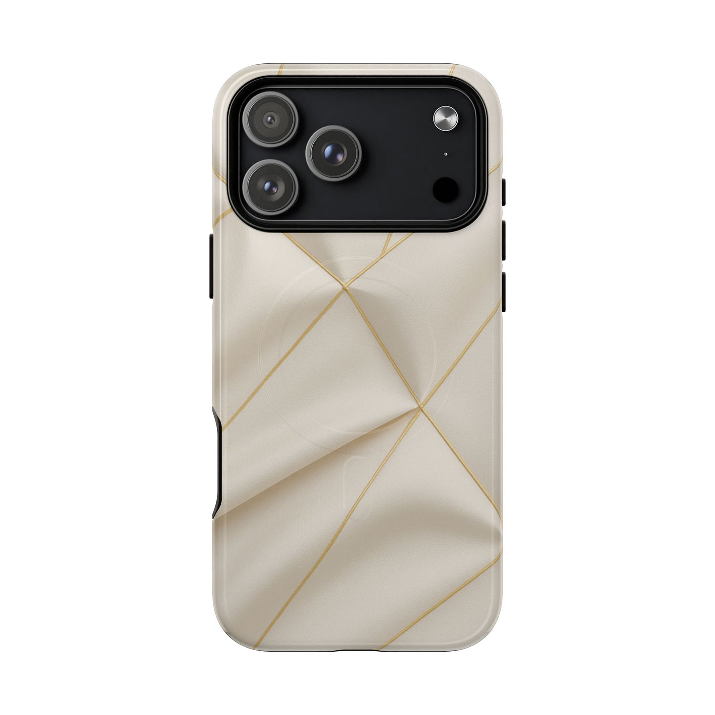 Beige Gold Geometric Luxury Series iPhone Case with MagSafe - Shamo's