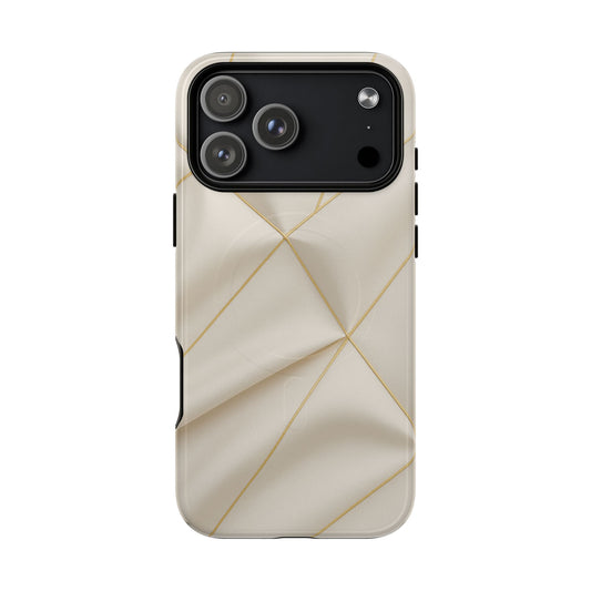 Beige Gold Geometric Luxury Series iPhone Case with MagSafe - Shamo's