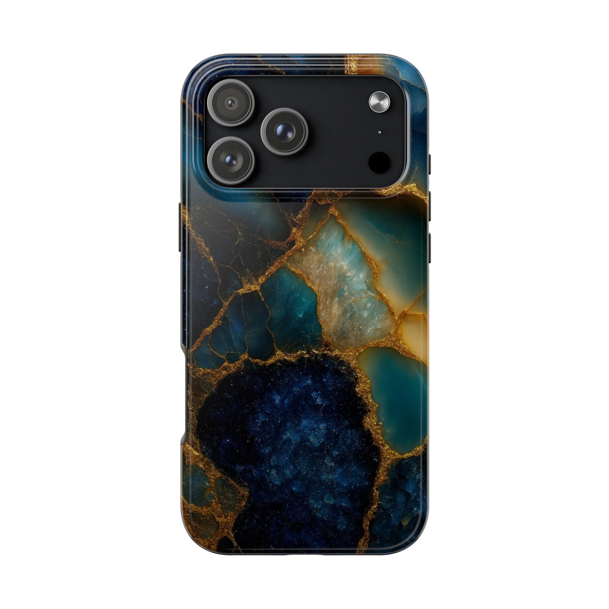 Blue Gold Agate Tough Phone Case Marble Stone Design  Shamo's iPhone 17 Pro Max