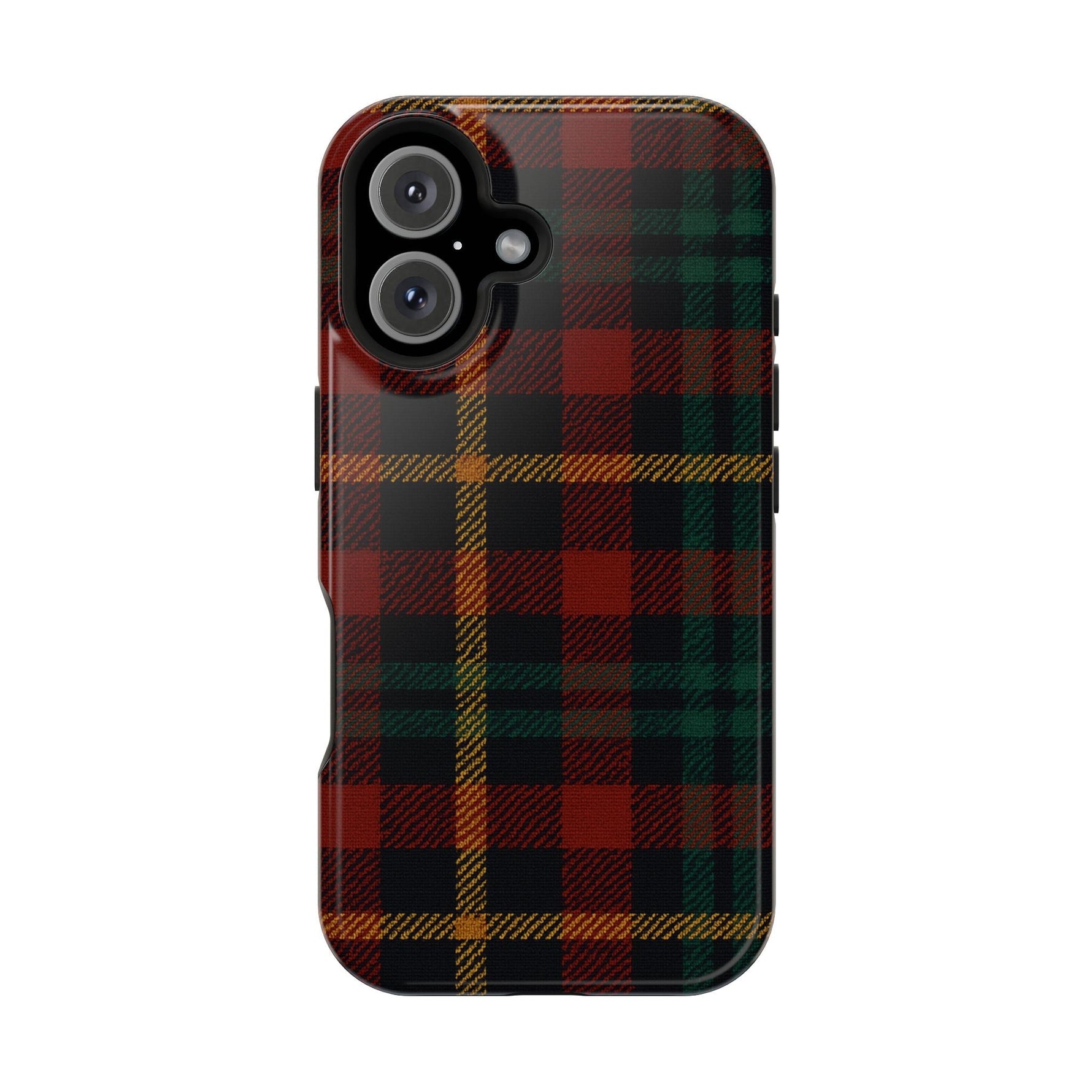 Plaid Impact-Resistant iPhone Case — Red Green Tartan Holiday Theme with MagSafe  Shamo's iPhone 16 / Glossy