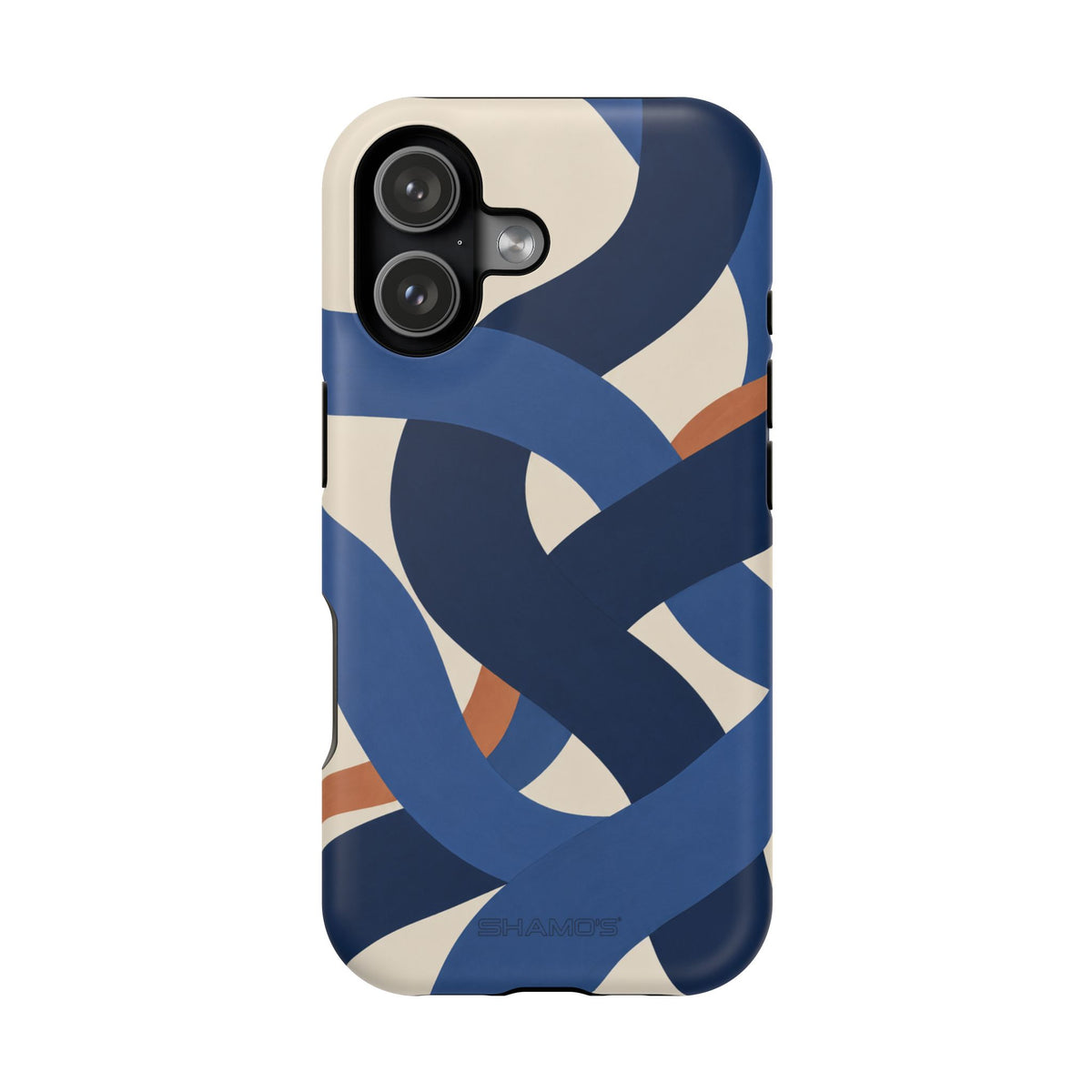 Indigo Loom MagSafe Phone Case – Blue & Ivory Abstract Woven Pattern