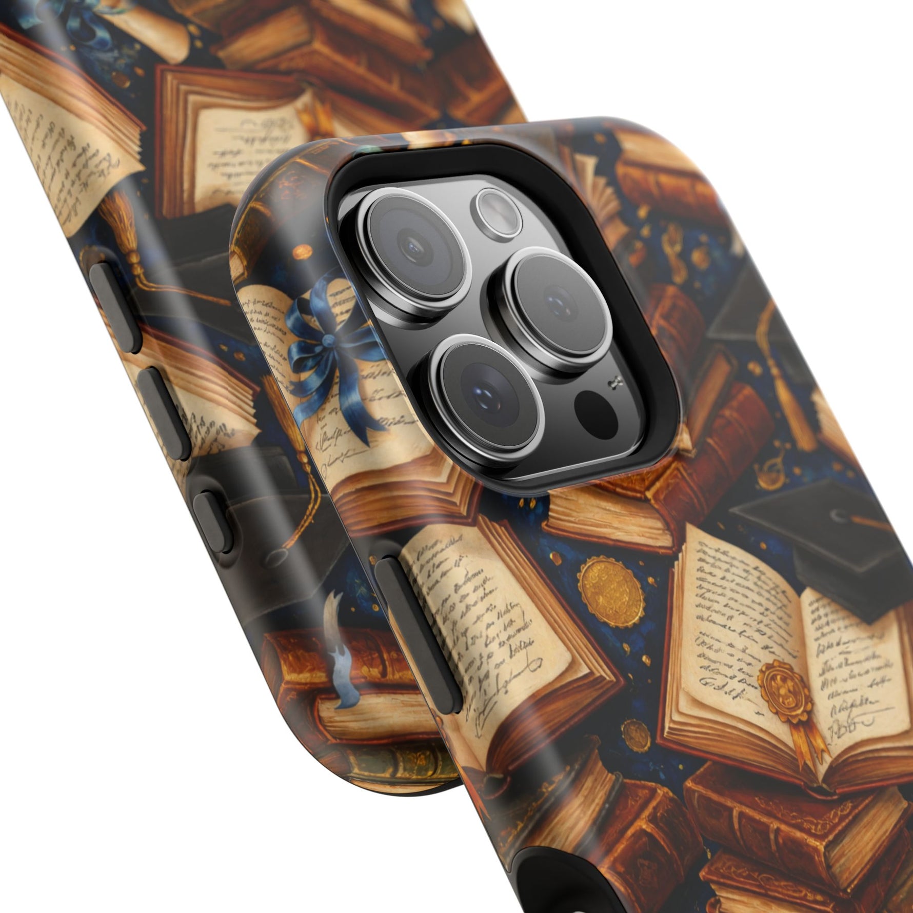 Vintage Books & Graduation Caps MagSafe Phone Case, Impact-Resistant Graduation Gift - iPhone 17 / Glossy - Shamo's