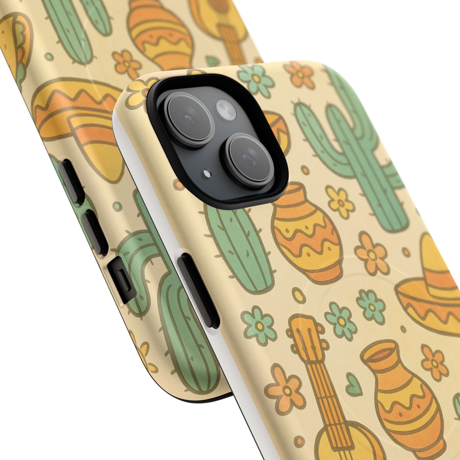 Mexico Hand-Drawn Cactus Pattern iPhone Case – Cute Desert Guitar & Sombrero Design | with MagSafe  Shamo's