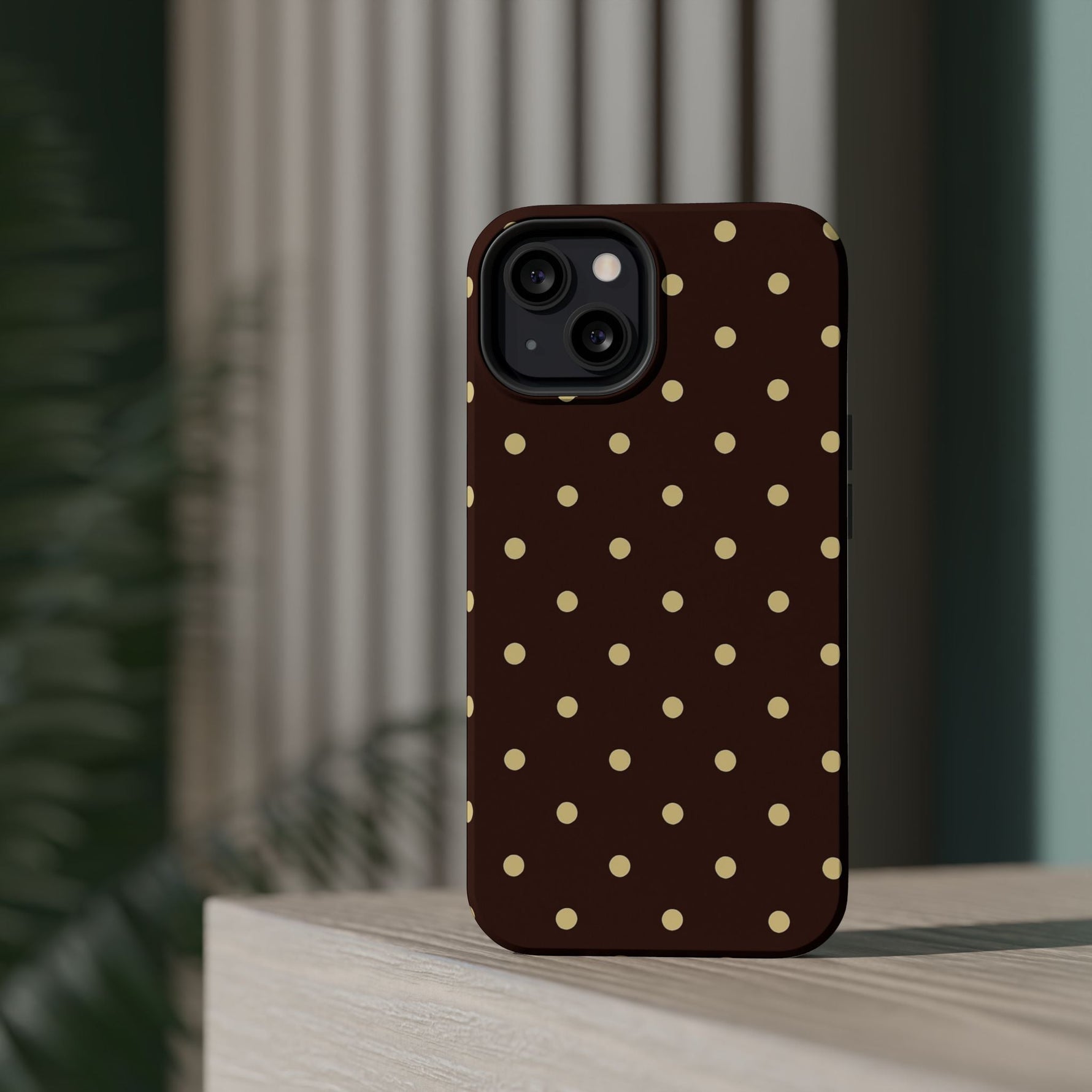 Polka Dot iPhone Case — Brown & Cream Protective Cover with MagSafe compatibility  Shamo's