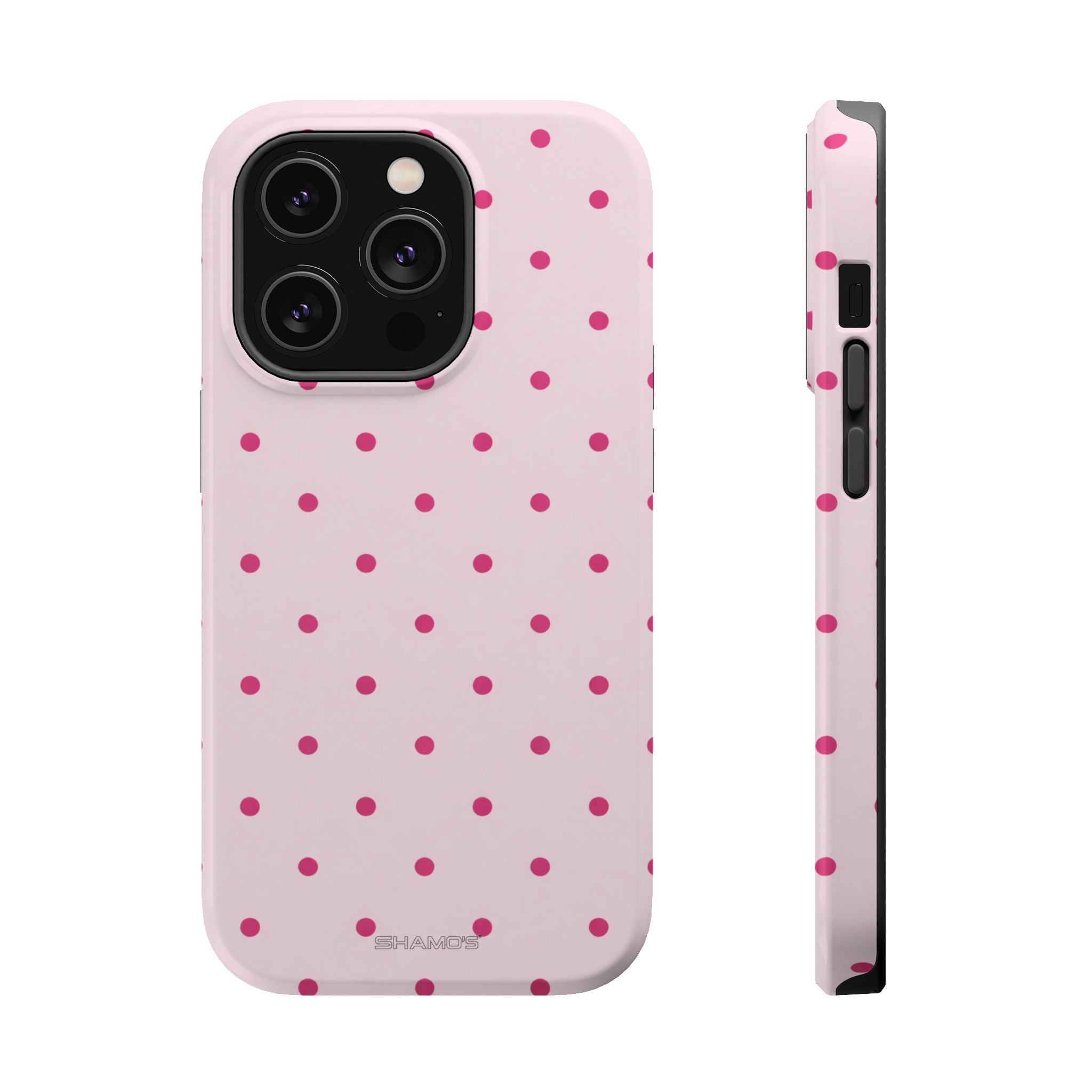 Pink Polka Dot MagSafe Impact Case, Shockproof Phone Cover - iPhone 14 Pro / Glossy - Shamo's