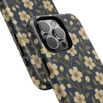 Navy Cherry Blossom Floral iPhone Case - Compatible with MagSafe - Shamo's