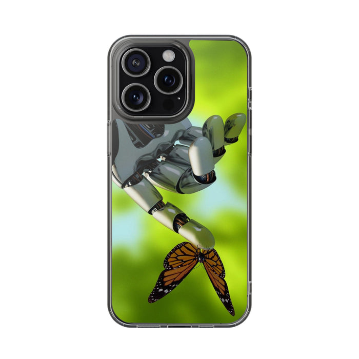 Clear Phone Cases with Robotic hand and Butterfly theme