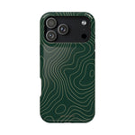 Topographic Green Magnetic Impact-Resistant iPhone Case | MagSafe compatible
