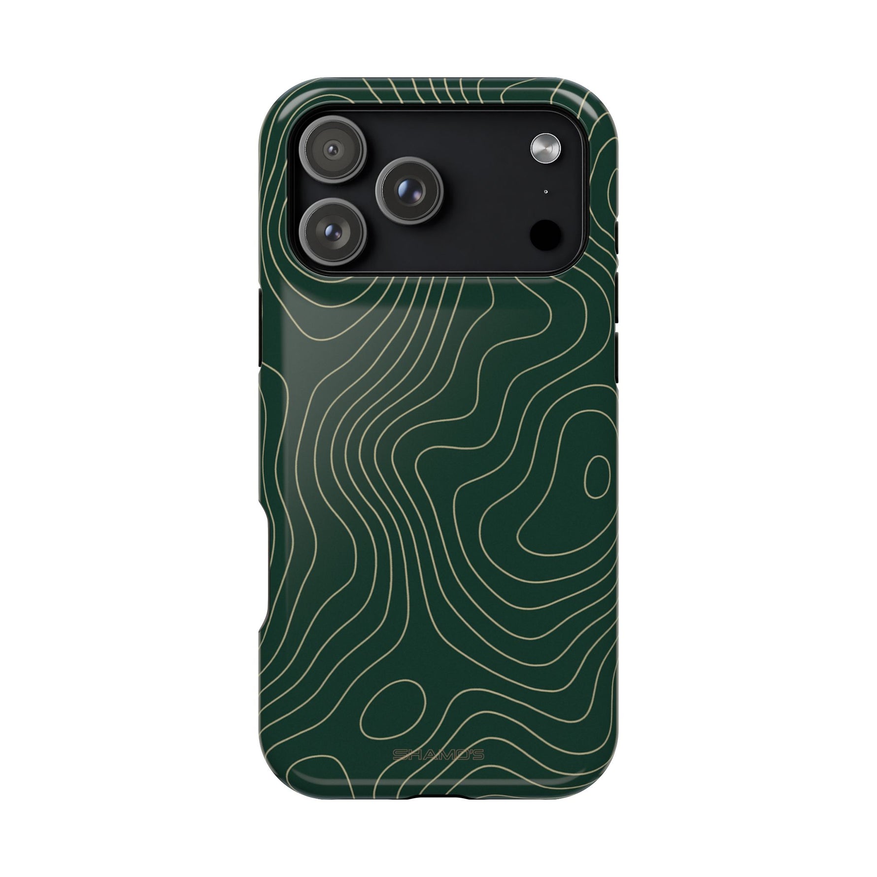 Topographic Green Magnetic Impact-Resistant iPhone Case | MagSafe compatible