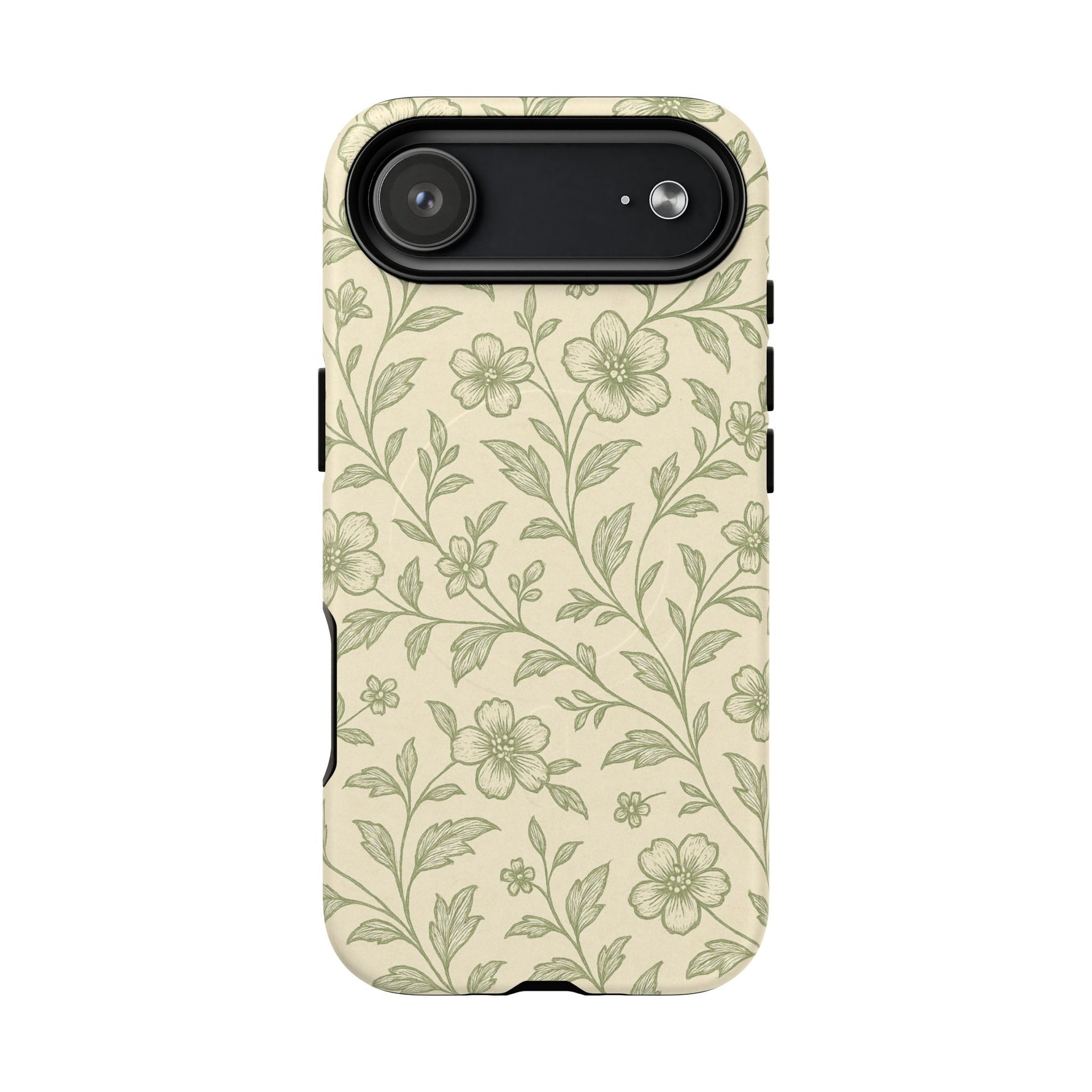 Sage Green Vintage Floral Pattern iPhone Case | MagSafe Compatible - Shamo's