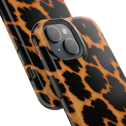Leopard Print Impact-Resistant iPhone Case with MagSafe compatibility