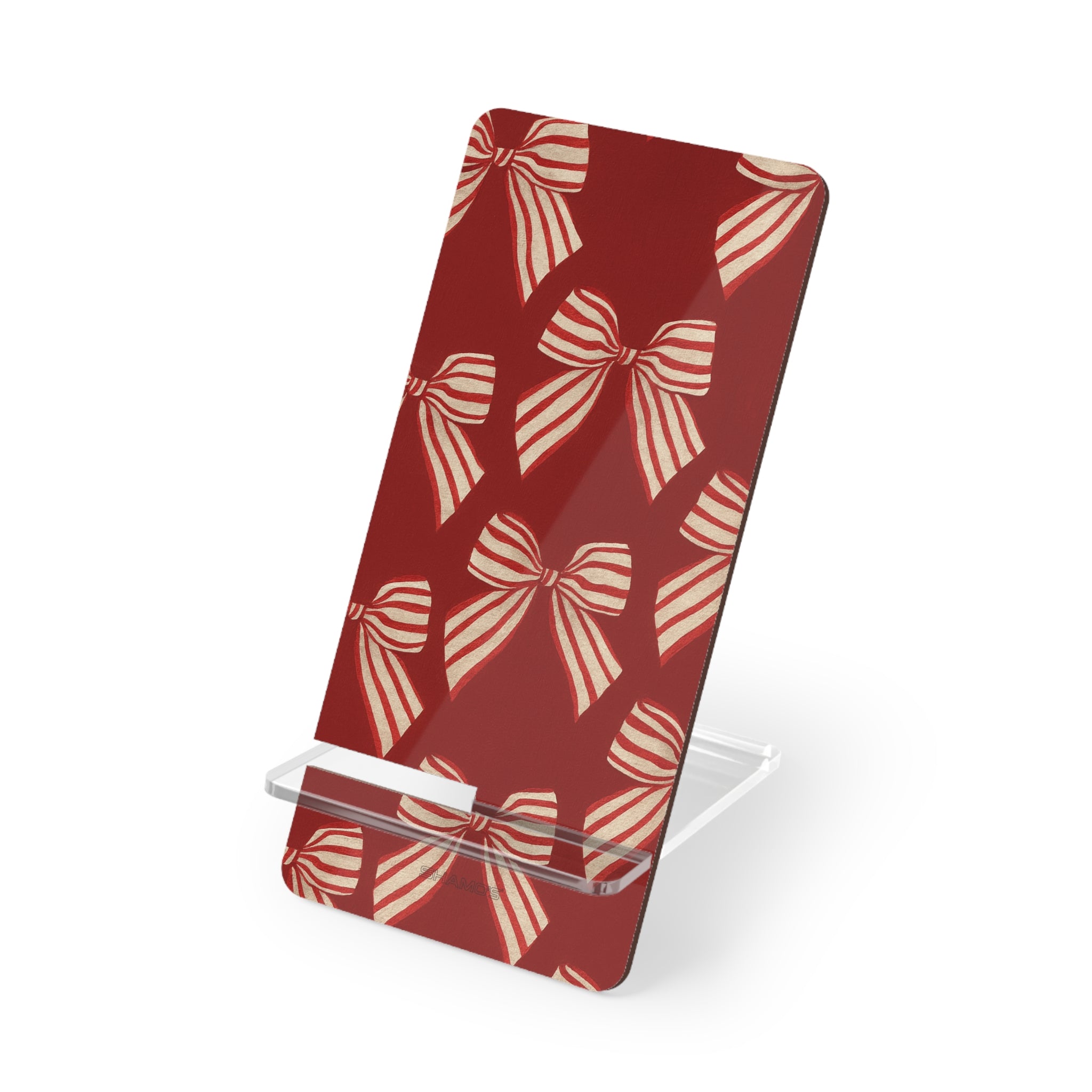 Red Ribbon Bows Phone Stand — Decorative Mobile Display Stand for Smartphones - 2.8" x 5.9" / Glossy - Shamo's