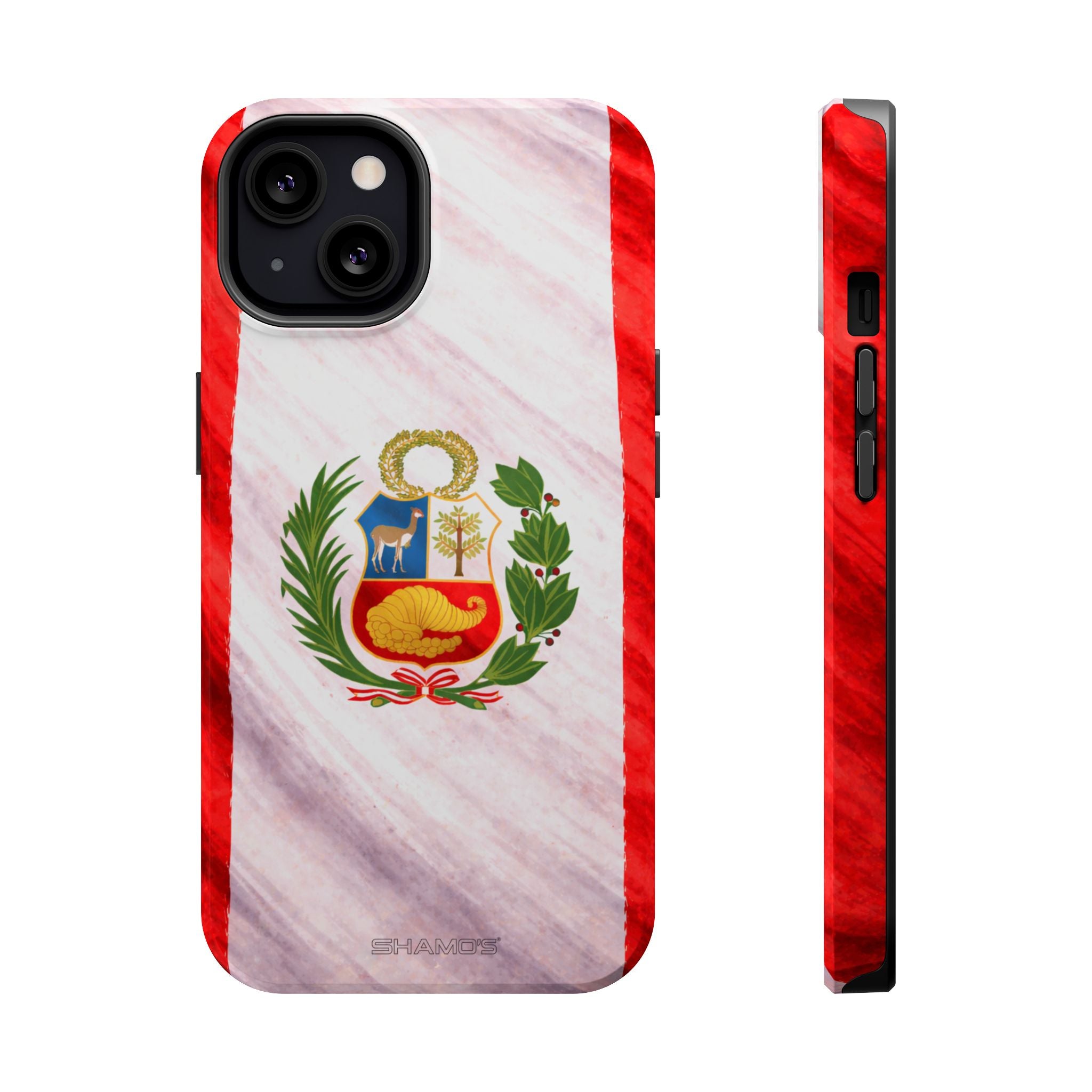 Peru Flag Magnetic Impact-Resistant Phone Case, Protective Patriotic Design, MagSafe Compatible - iPhone 13 / Glossy - Shamo's