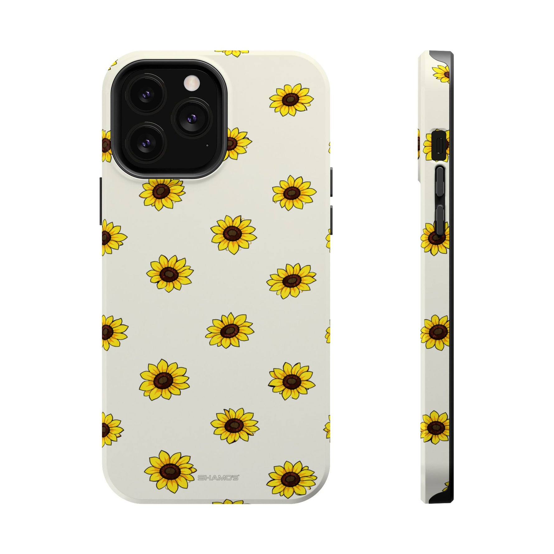Sunflower Pattern Magnetic Impact-Resistant iPhone Case MagSafe Compatible