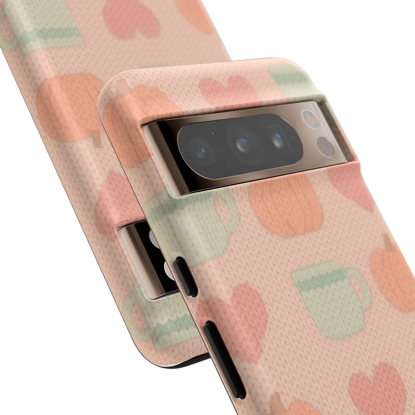 Autumn Cozy iPhone Case – Pumpkin, Heart & Coffee Cup Pattern