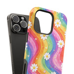 Funda de teléfono resistente a impactos con efecto cascada de colores Rainbow Daisy