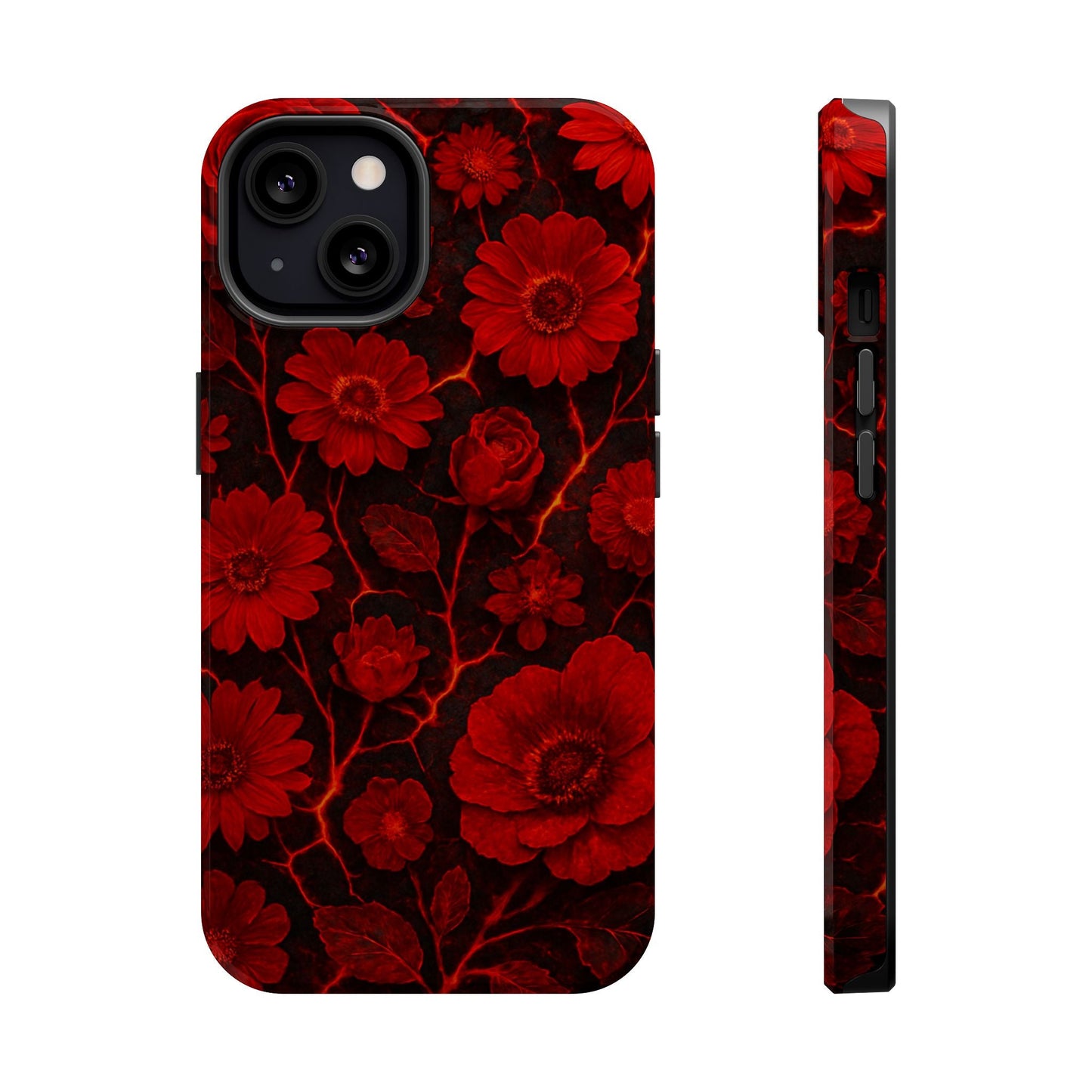 Melted Lava Dark Red Floral iPhone Case — MagSafe Compatible  Shamo's iPhone 13 / Glossy