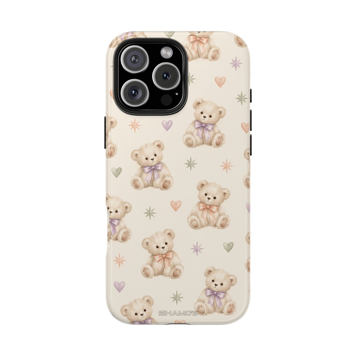 Cute Pastel Bear Impact Phone Case | Heart & Star Kawaii Pattern
