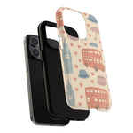 London Icons Hand-Drawn iPhone Case — Cute Double-Decker Bus & Big Ben Pattern with MagSafe compatibility  Shamo's