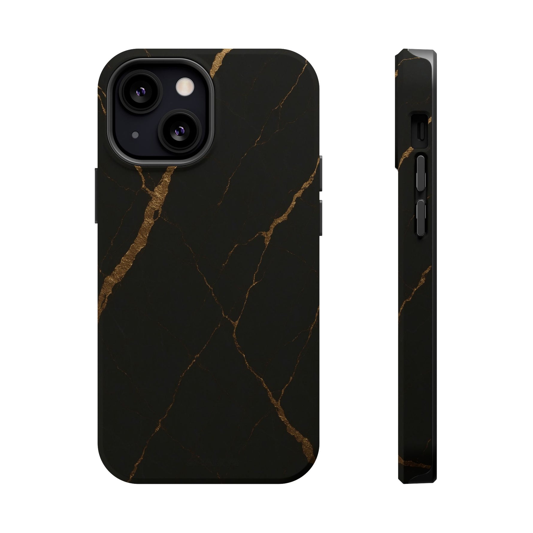 Black & Gold Marble iPhone Case with MagSafe - iPhone 13 Mini / Matte - Shamo's