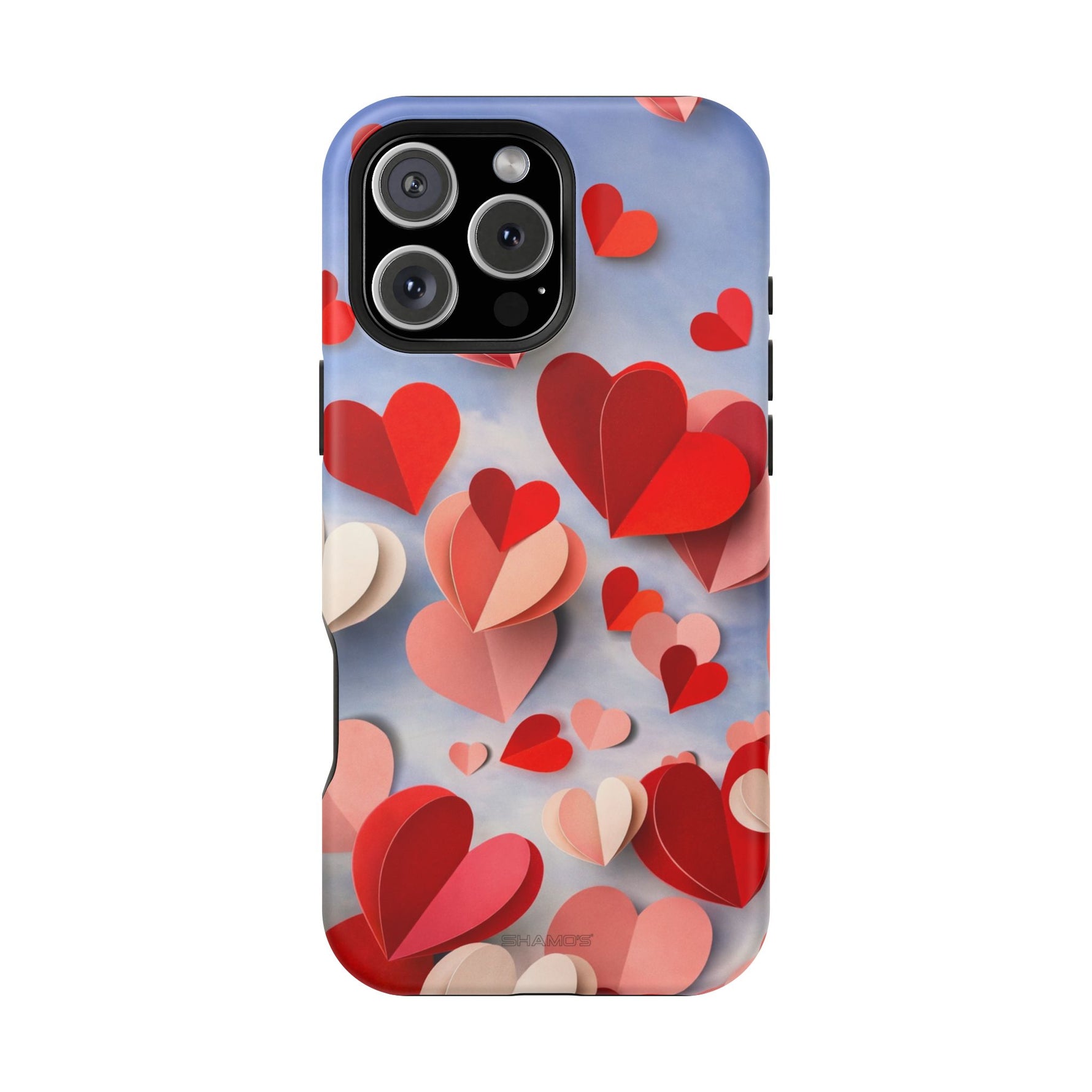 3D Paper Hearts Valentine Love iPhone Case with MagSafe Compatibility, Personalizable - iPhone 16 Pro Max / Matte - Shamo's
