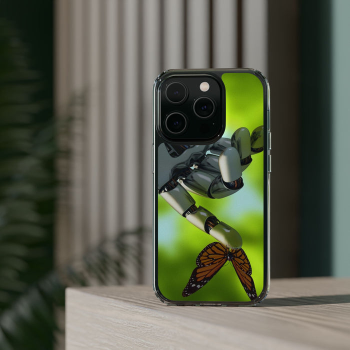 Clear Phone Cases with Robotic hand and Butterfly theme