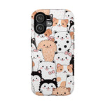 Cute Cartoon Cats & Puppies Phone Case with MagSafe Compatibility