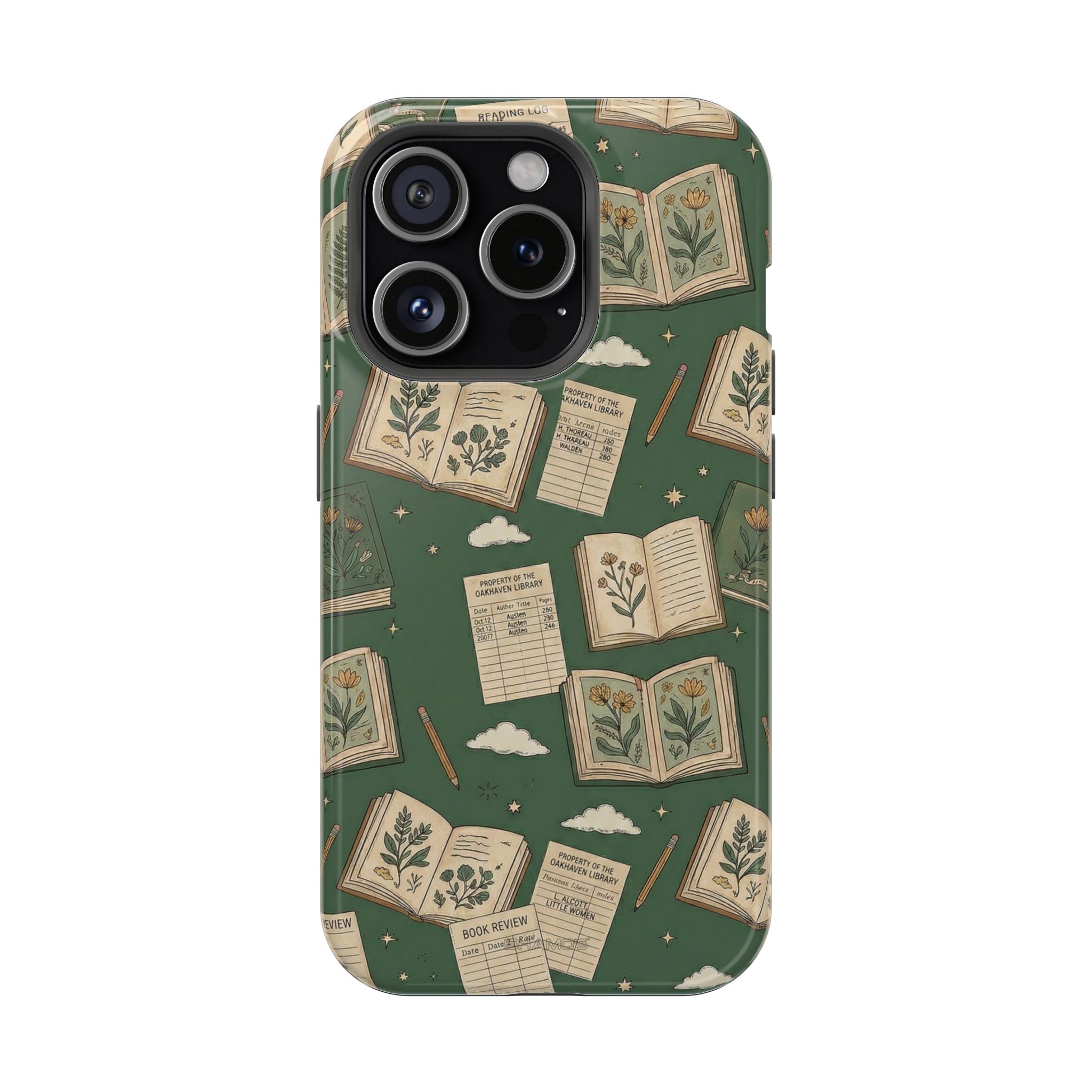 Botanical Journal Pattern iPhone Case | MagSafe Compatible Impact-Resistant Protective Cover - iPhone 15 Pro / Glossy - Shamo's