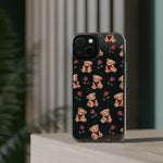 Romantic Teddy Bear Impact-Resistant Phone Case with Heart Design