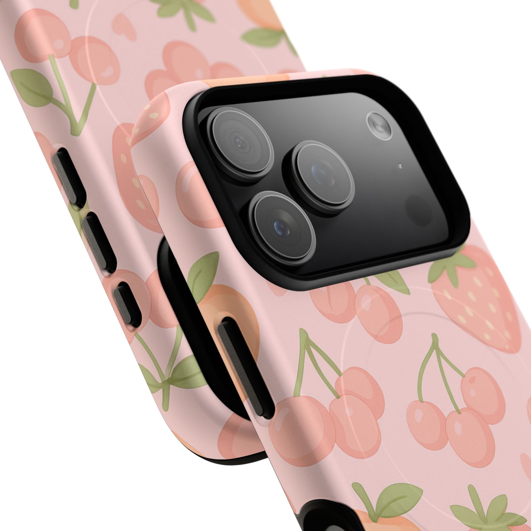 Cute Fruits iPhone Case - Colorful Cherry & Strawberry Design | MagSafe