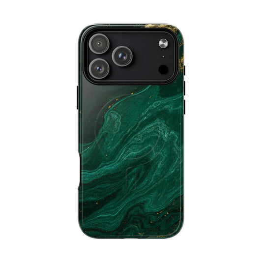 Emerald Marble with Gold Veins iPhone Case | with MagSafe  Shamo's iPhone 17 Pro Max / Glossy