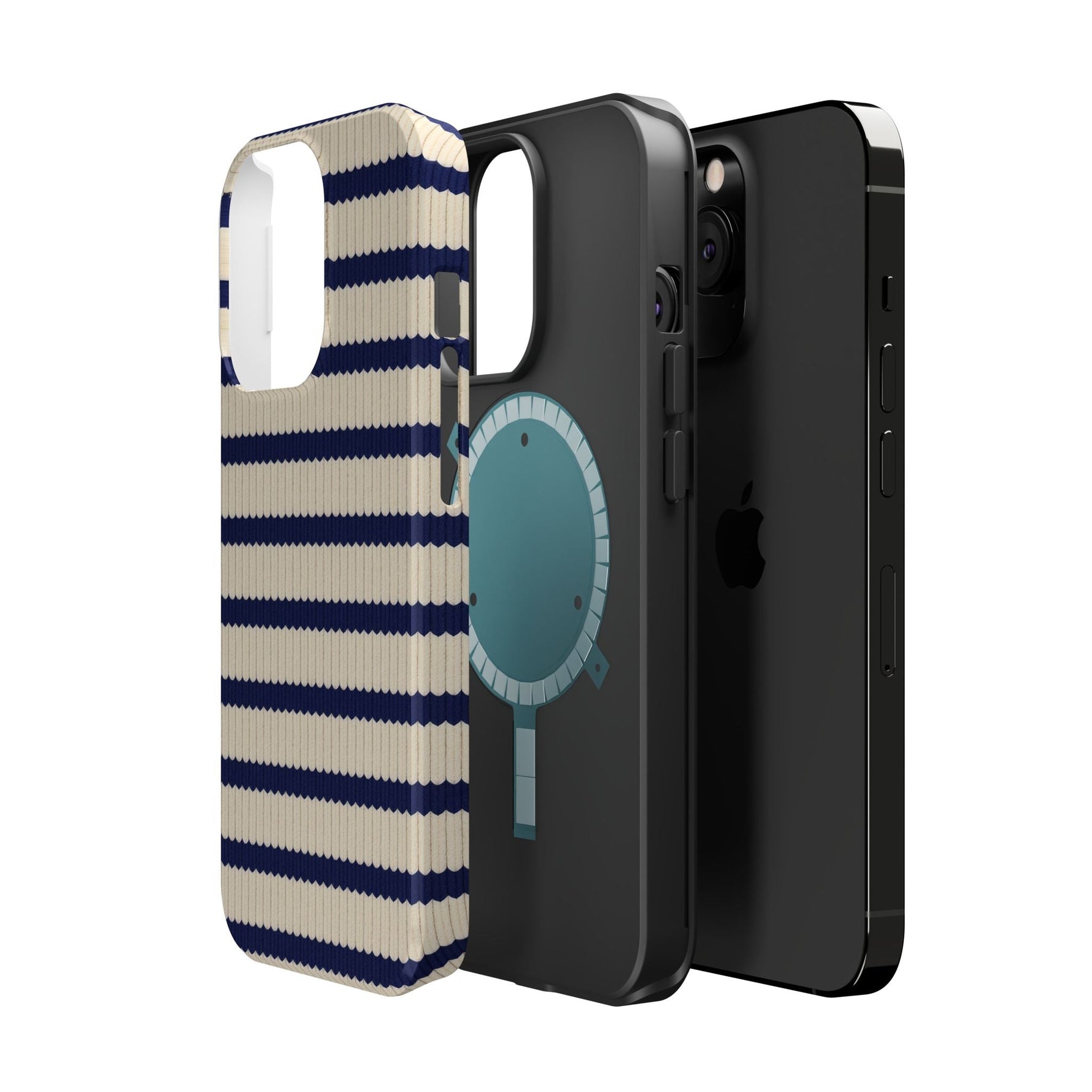 Navy & Cream Ribbed Holiday Sweater Design iPhone Case with MagSafe compatibility  Shamo's