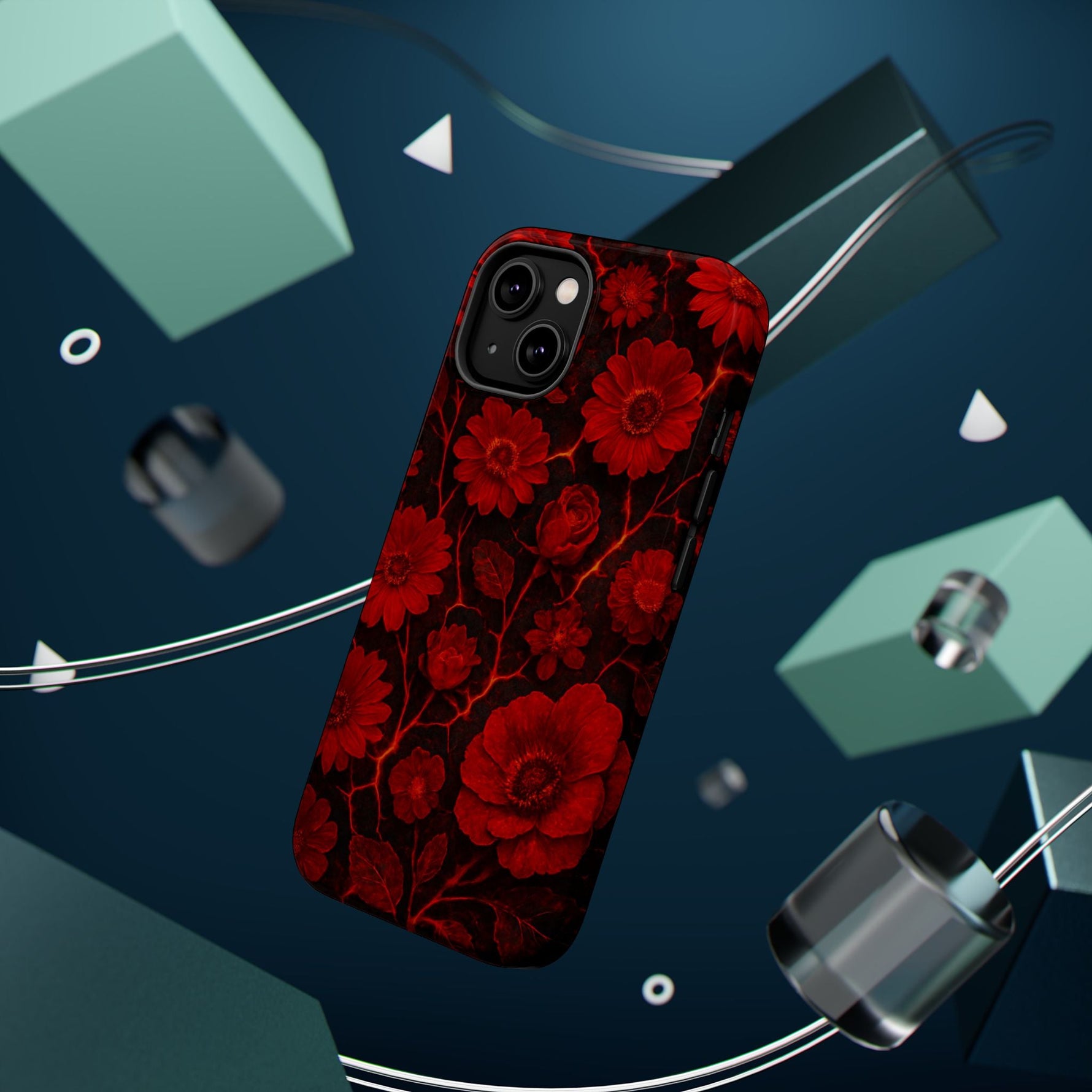 Melted Lava Dark Red Floral iPhone Case — MagSafe Compatible  Shamo's