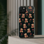Romantic Teddy Bear Impact-Resistant Phone Case with Heart Design