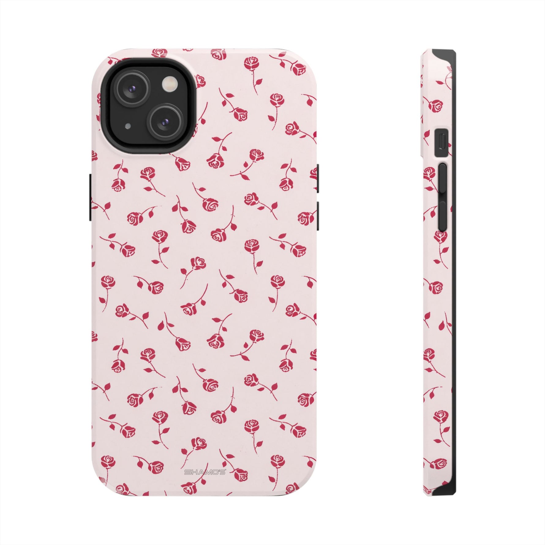 Pink Rose Pattern Tough Phone Case — Impact-Resistant Protective Cover