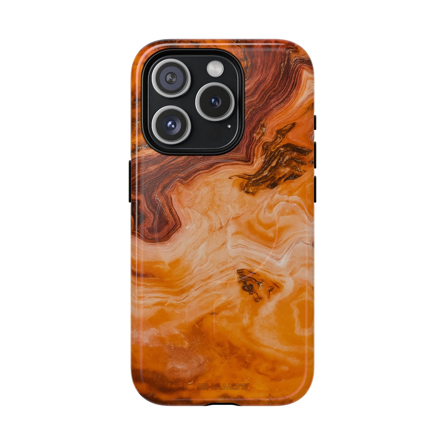 iPhone-Hülle aus bernsteinfarbenem Achatmarmor – kompatibel mit MagSafe