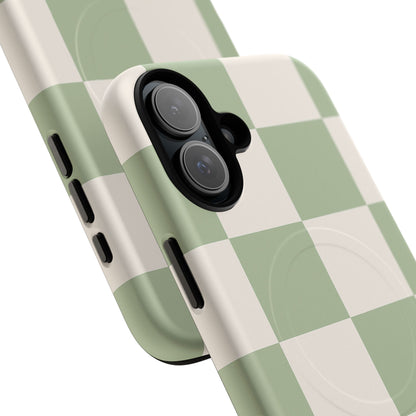 Sage Checkerboard Tough iPhone Case - Compatible with MagSafe