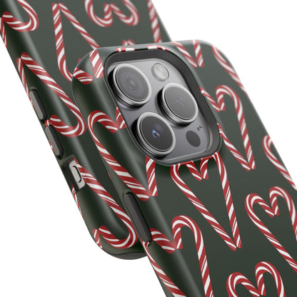 Candy Cane Heart MagSafe Impact-Resistant iPhone Case