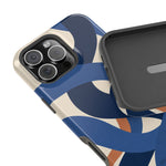 Indigo Loom MagSafe Phone Case – Blue & Ivory Abstract Woven Pattern