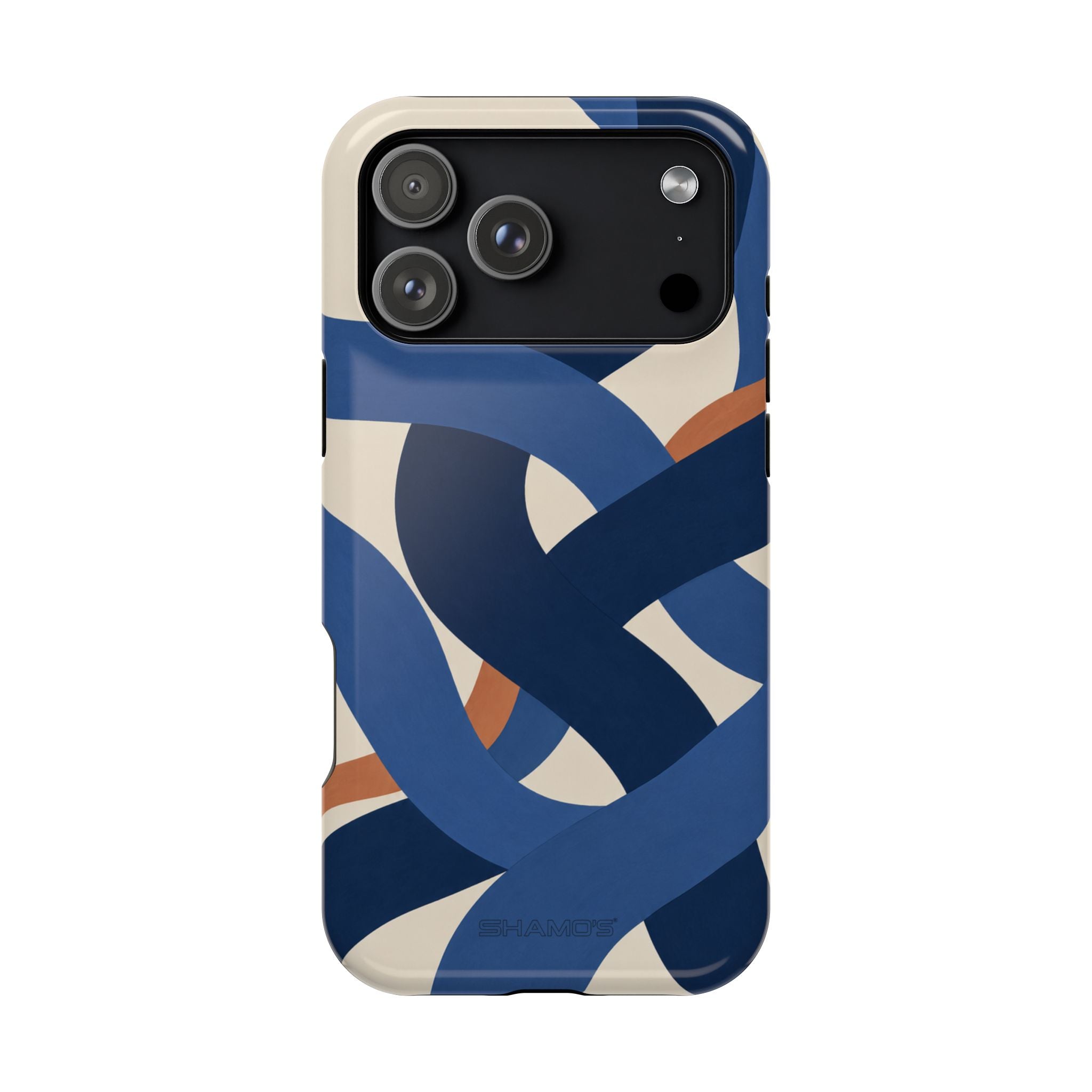 Indigo Loom MagSafe Phone Case – Blue & Ivory Abstract Woven Pattern