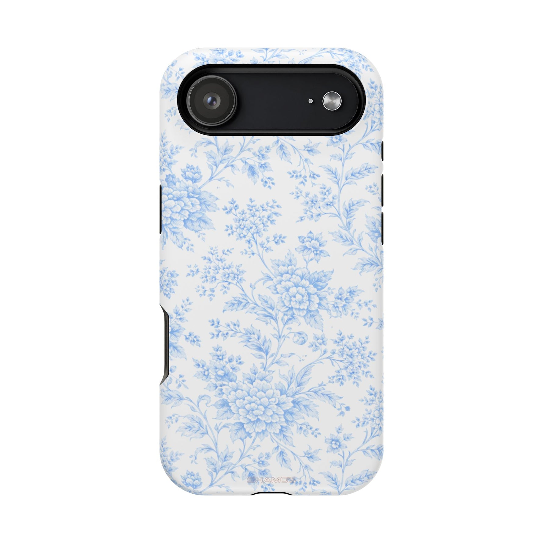 Preppy Look Blue Floral Impact-Resistant Phone Case and MagSafe Compatible