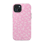 Pink Bow Pattern Impact-Resistant iPhone Case | MagSafe