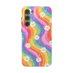 Funda de teléfono resistente a impactos con efecto cascada de colores Rainbow Daisy