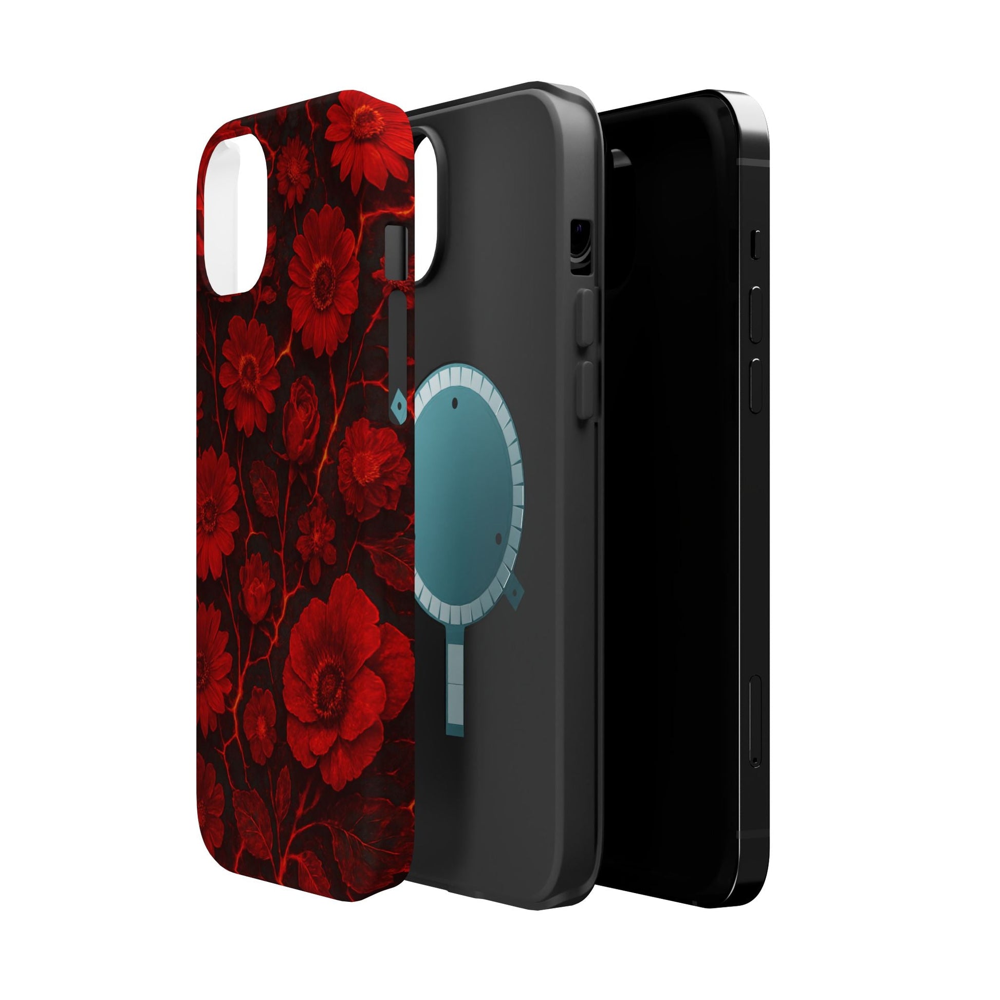 Melted Lava Dark Red Floral iPhone Case — MagSafe Compatible  Shamo's