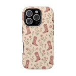 Floral Boots MagSafe Phone Case, glossy iPhone 16 Pro, rear view