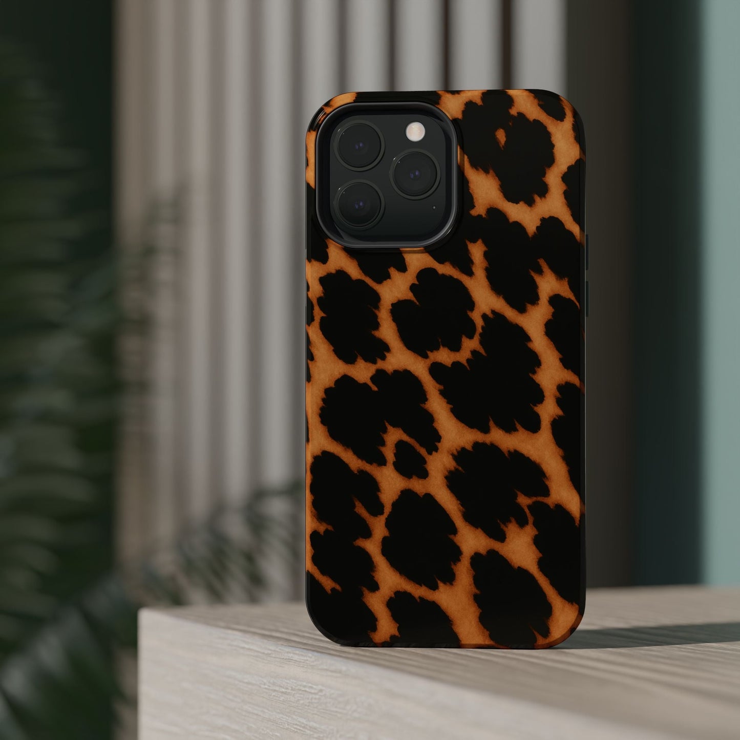 Leopard Print Impact-Resistant iPhone Case with MagSafe compatibility