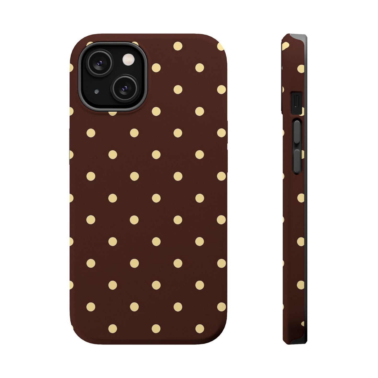 Polka Dot iPhone Case — Brown & Cream Protective Cover with MagSafe compatibility