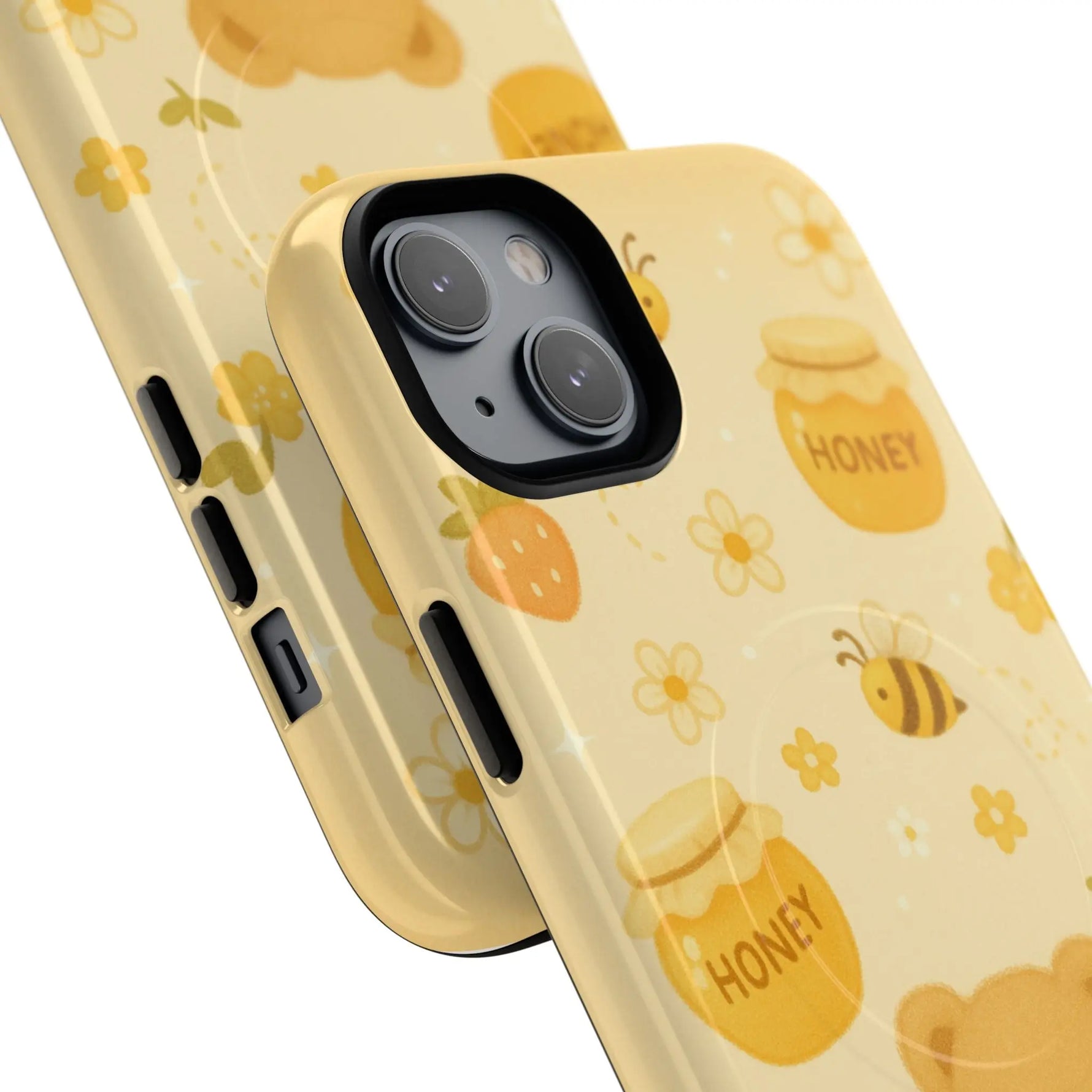 Cute Honey Teddy Bear iPhone Case — Yellow Bee & Honey Pot Design with MagSafe  Shamo's