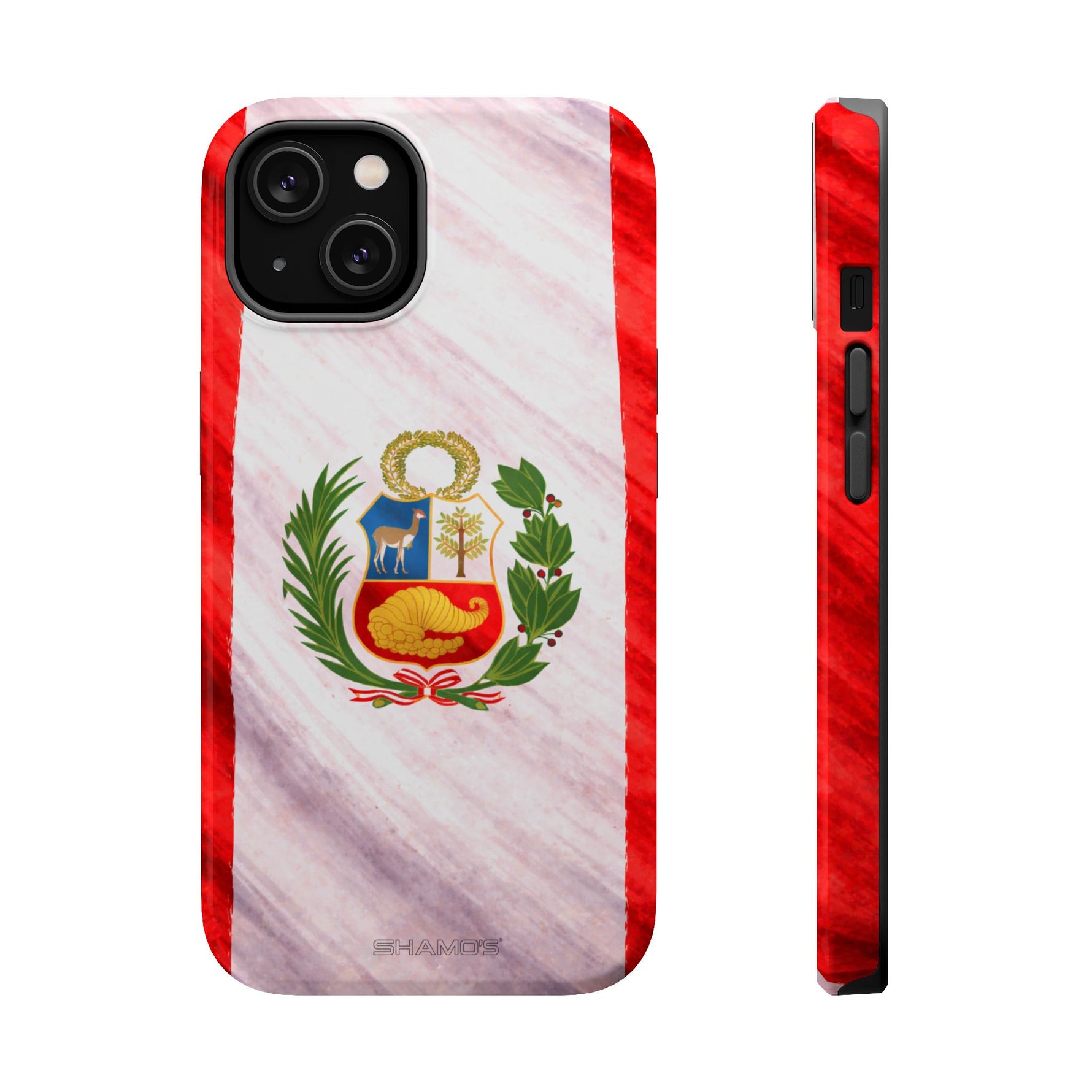 Peru Flag Magnetic Impact-Resistant Phone Case, Protective Patriotic Design, MagSafe Compatible - iPhone 14 / Glossy - Shamo's