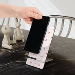 Floral Pink Phone Stand – Cute Rose Mobile Display Stand